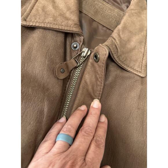 VTG Georgetown Leather Design Jacket 90s Bomber A2 Lg Aviator Distressed Korea - Picture 8 of 16